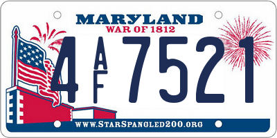 MD license plate 4AF7521