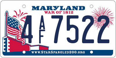 MD license plate 4AF7522
