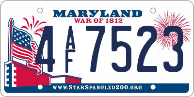 MD license plate 4AF7523