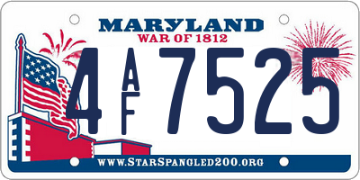 MD license plate 4AF7525