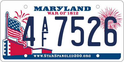MD license plate 4AF7526