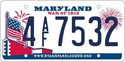 MD license plate 4AF7532