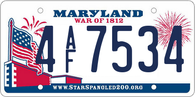 MD license plate 4AF7534