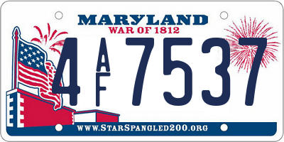MD license plate 4AF7537