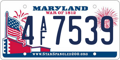MD license plate 4AF7539