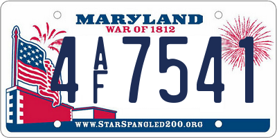 MD license plate 4AF7541