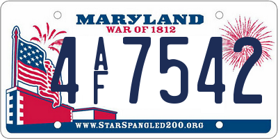 MD license plate 4AF7542