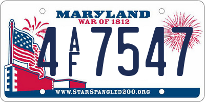 MD license plate 4AF7547