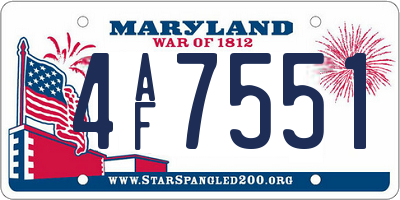MD license plate 4AF7551