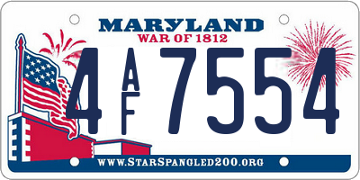 MD license plate 4AF7554