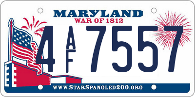 MD license plate 4AF7557