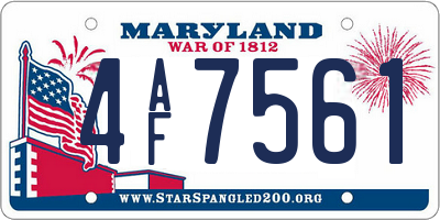 MD license plate 4AF7561