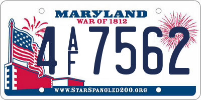 MD license plate 4AF7562