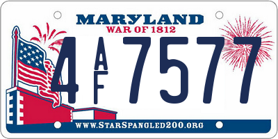 MD license plate 4AF7577