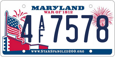 MD license plate 4AF7578