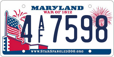 MD license plate 4AF7598