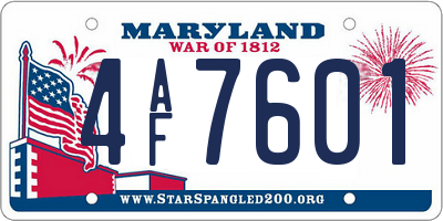 MD license plate 4AF7601