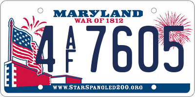 MD license plate 4AF7605