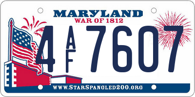 MD license plate 4AF7607