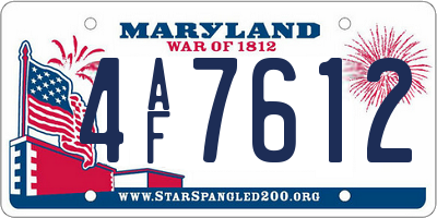 MD license plate 4AF7612