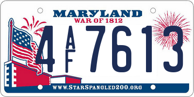 MD license plate 4AF7613