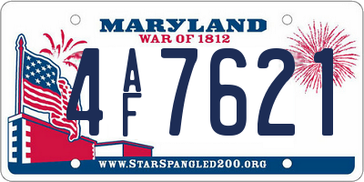 MD license plate 4AF7621