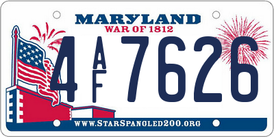 MD license plate 4AF7626