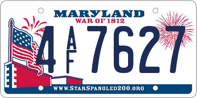 MD license plate 4AF7627
