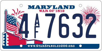 MD license plate 4AF7632