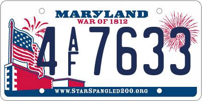 MD license plate 4AF7633