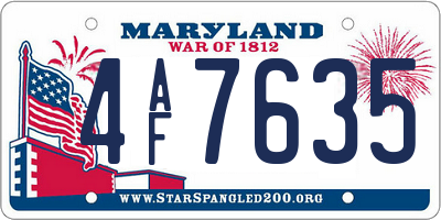 MD license plate 4AF7635
