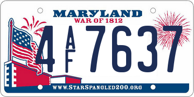 MD license plate 4AF7637