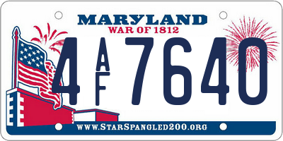 MD license plate 4AF7640