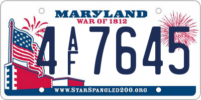 MD license plate 4AF7645