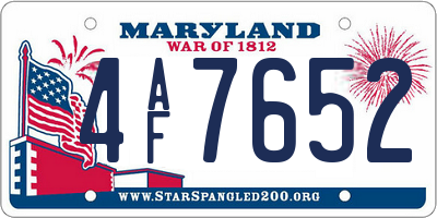 MD license plate 4AF7652
