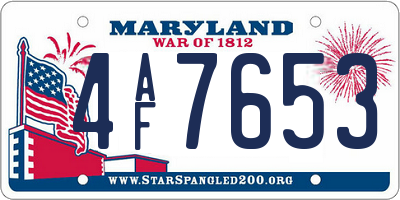 MD license plate 4AF7653