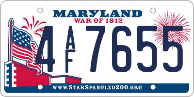 MD license plate 4AF7655