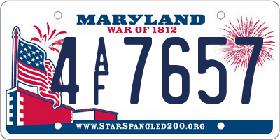 MD license plate 4AF7657