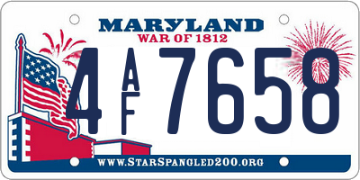 MD license plate 4AF7658