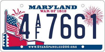 MD license plate 4AF7661