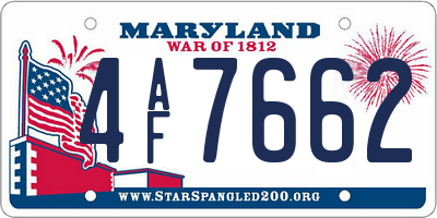 MD license plate 4AF7662