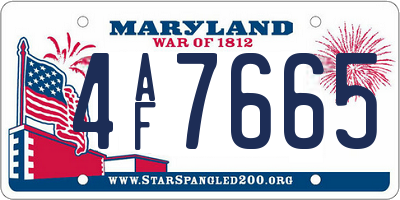 MD license plate 4AF7665