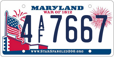 MD license plate 4AF7667