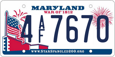 MD license plate 4AF7670