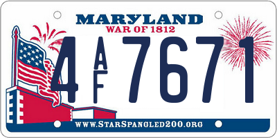 MD license plate 4AF7671