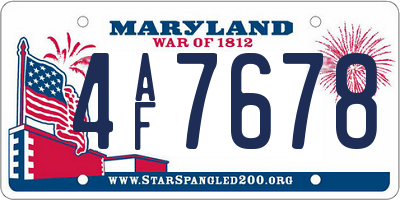MD license plate 4AF7678