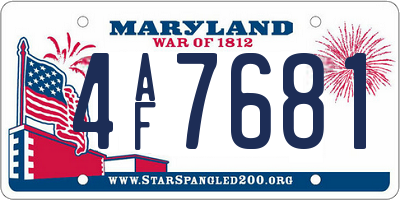 MD license plate 4AF7681