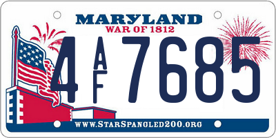 MD license plate 4AF7685