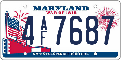 MD license plate 4AF7687