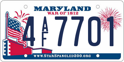 MD license plate 4AF7701